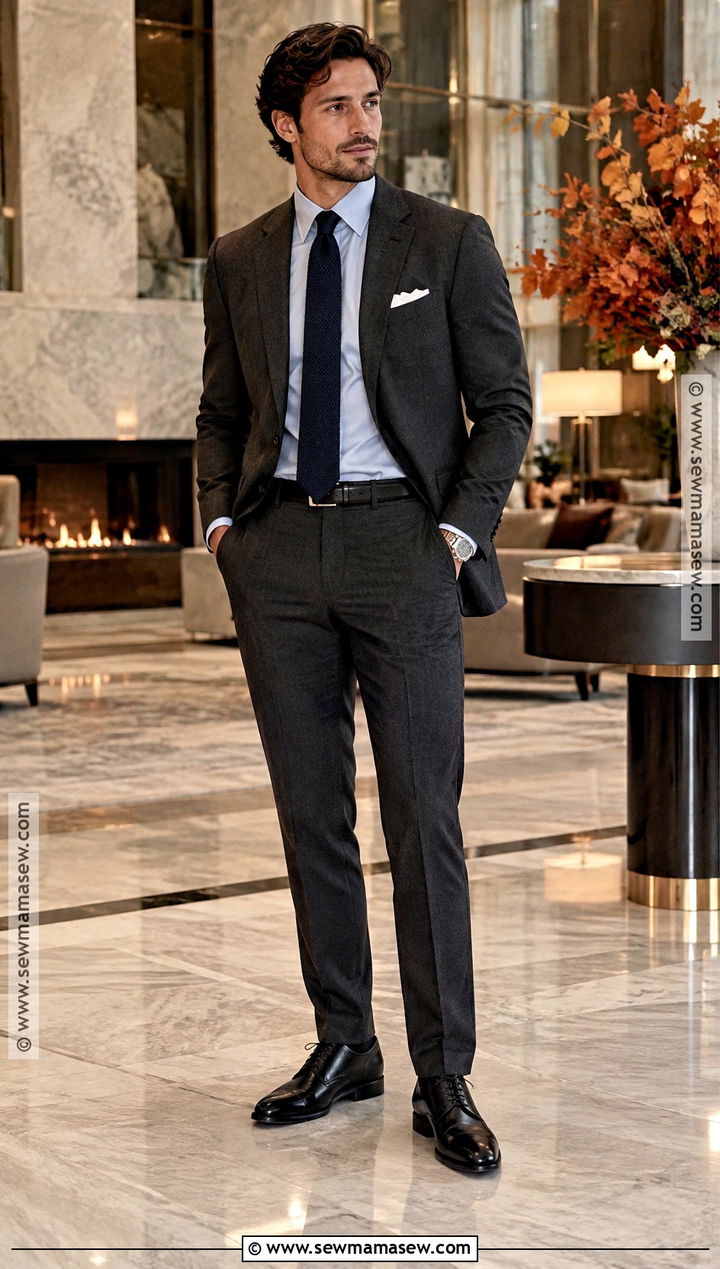 Charcoal Flannel Suit Fall Cocktail Attire - 15 mens fall cocktail attire ideas