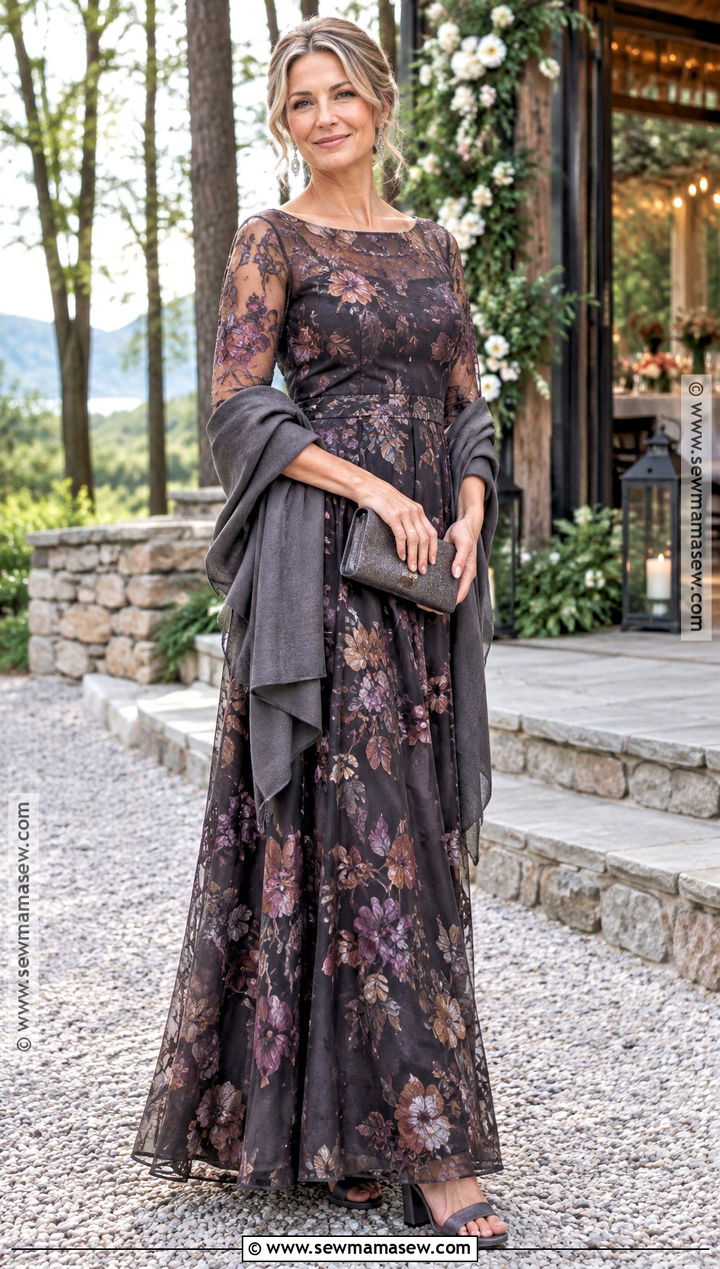 Charcoal Floral Mother Of The Bride Dress - 25 fall mother of the bride dresses rustic