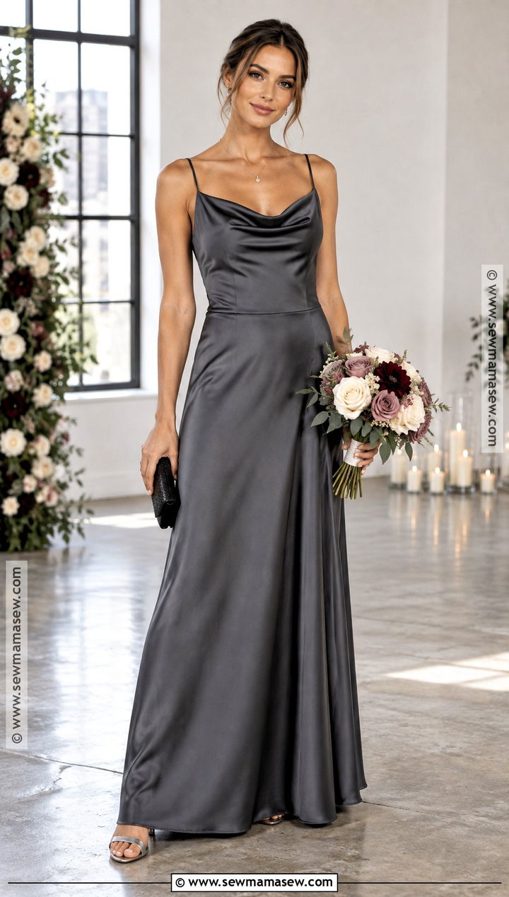 Charcoal Gray Satin Bridesmaid Dress - 15 Dark Fall Bridesmaid Dresses
