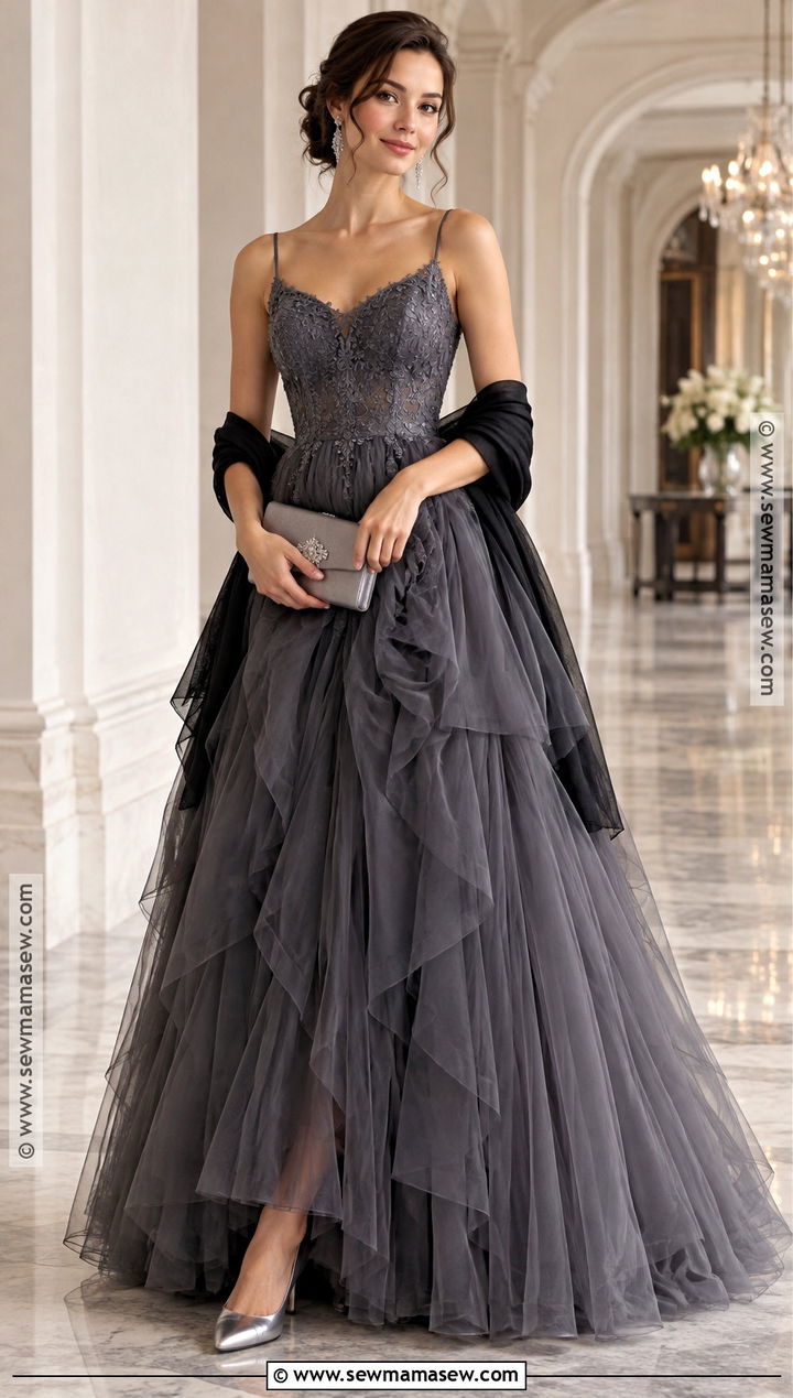 Charcoal Gray Tulle Fall Ball Dress - 20 Fall Ball Dresses