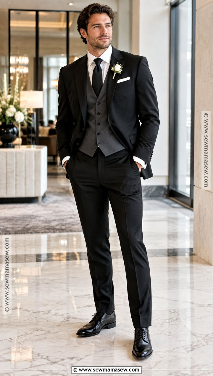 Charcoal Groom Vest With Black Suit - 15 fall groom attire vest ideas