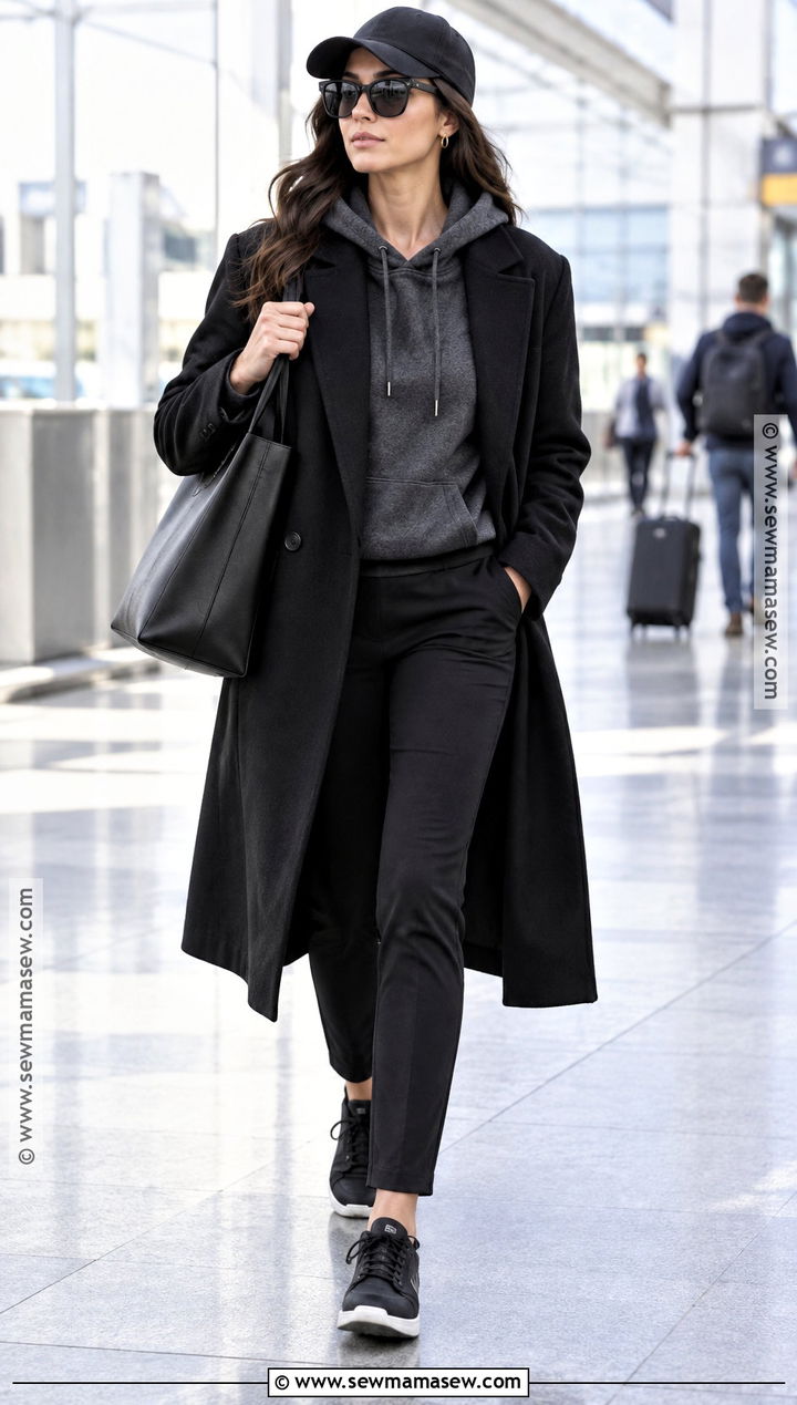 Charcoal Hoodie And Wool Coat Outfit - 25 dark fall outfits