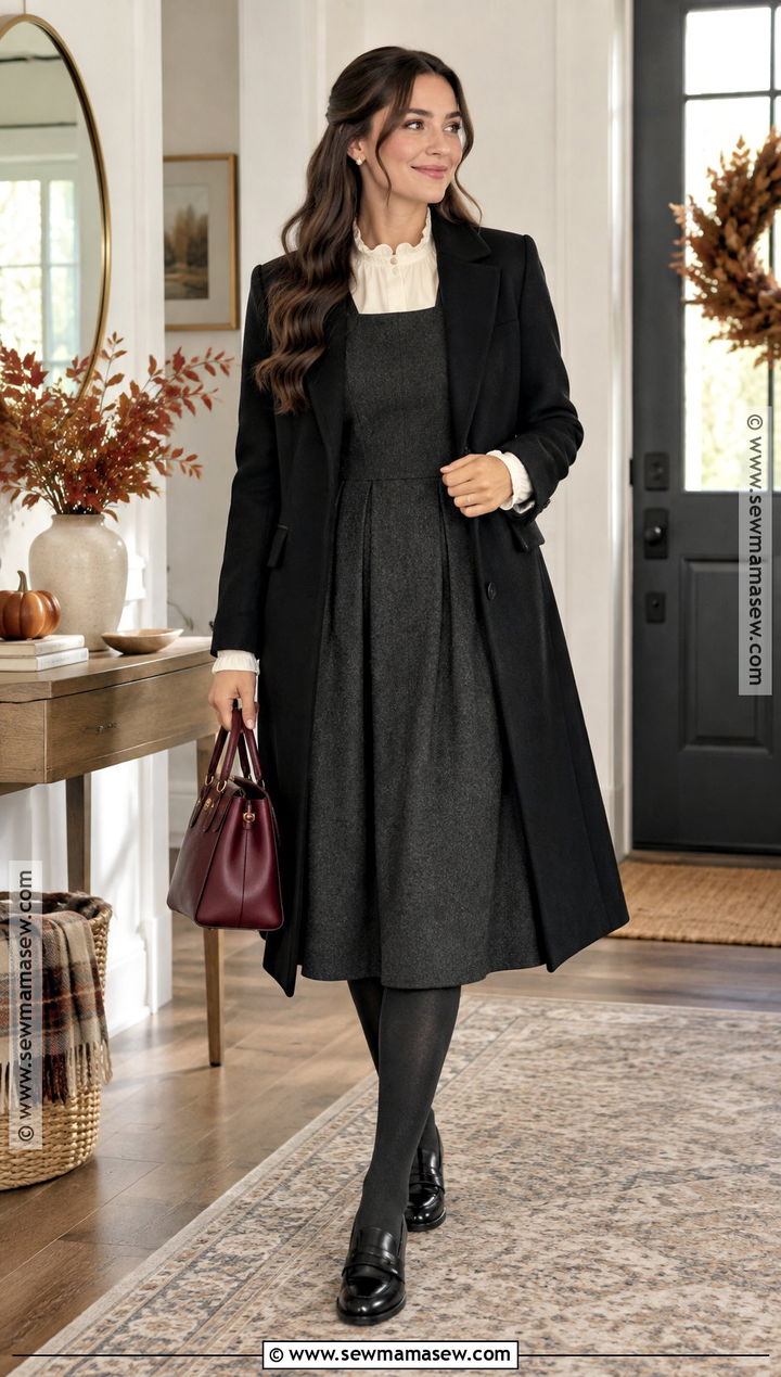 Charcoal Jumper Church Dress With A Blouse - 20 fall church dresses
