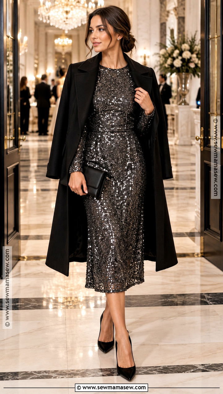 Charcoal Sequin October Wedding Guest Dress - 25 october wedding guest dress ideas
