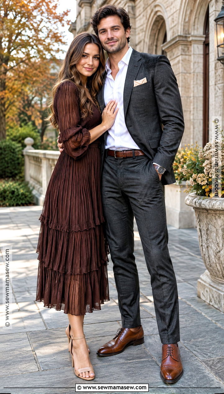 Charcoal Suit And Open Collar Shirt Engagement Outfit - 15 engagement photos men outfit fall ideas
