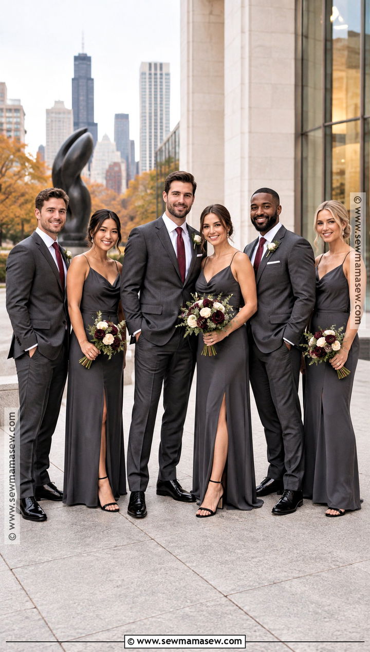 Charcoal Suit Fall Wedding Party Attire - 15 fall wedding wedding party attire ideas