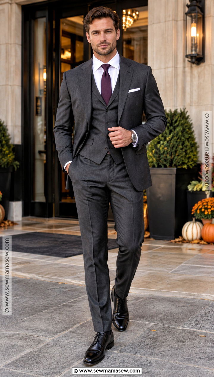 Charcoal Three Piece Suit Fall Wedding Attire - 20 mens fall wedding attire ideas
