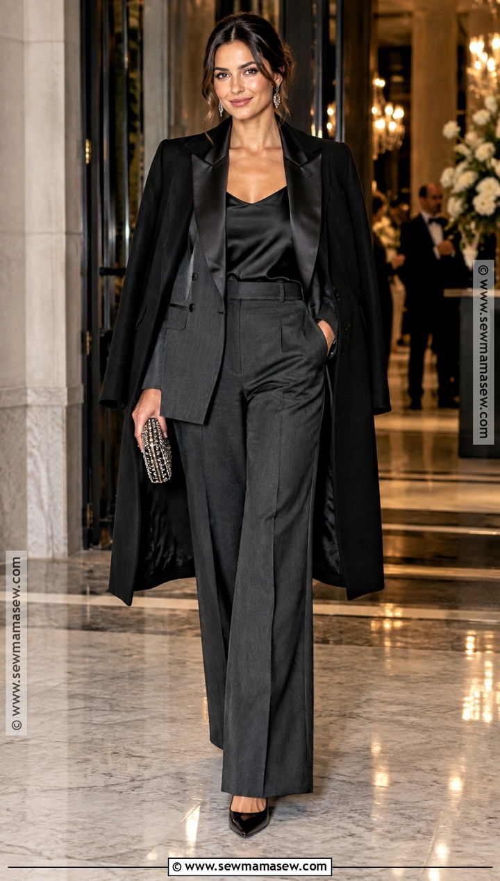 Charcoal Tuxedo Wedding Guest Outfit - 20 fall wedding guest outfit november ideas