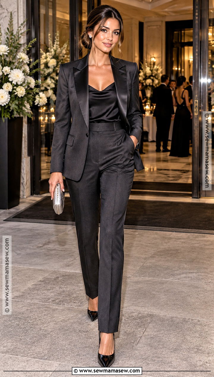 Charcoal Tuxedo With Pointed Heels For October Wedding - 15 october wedding party attire ideas