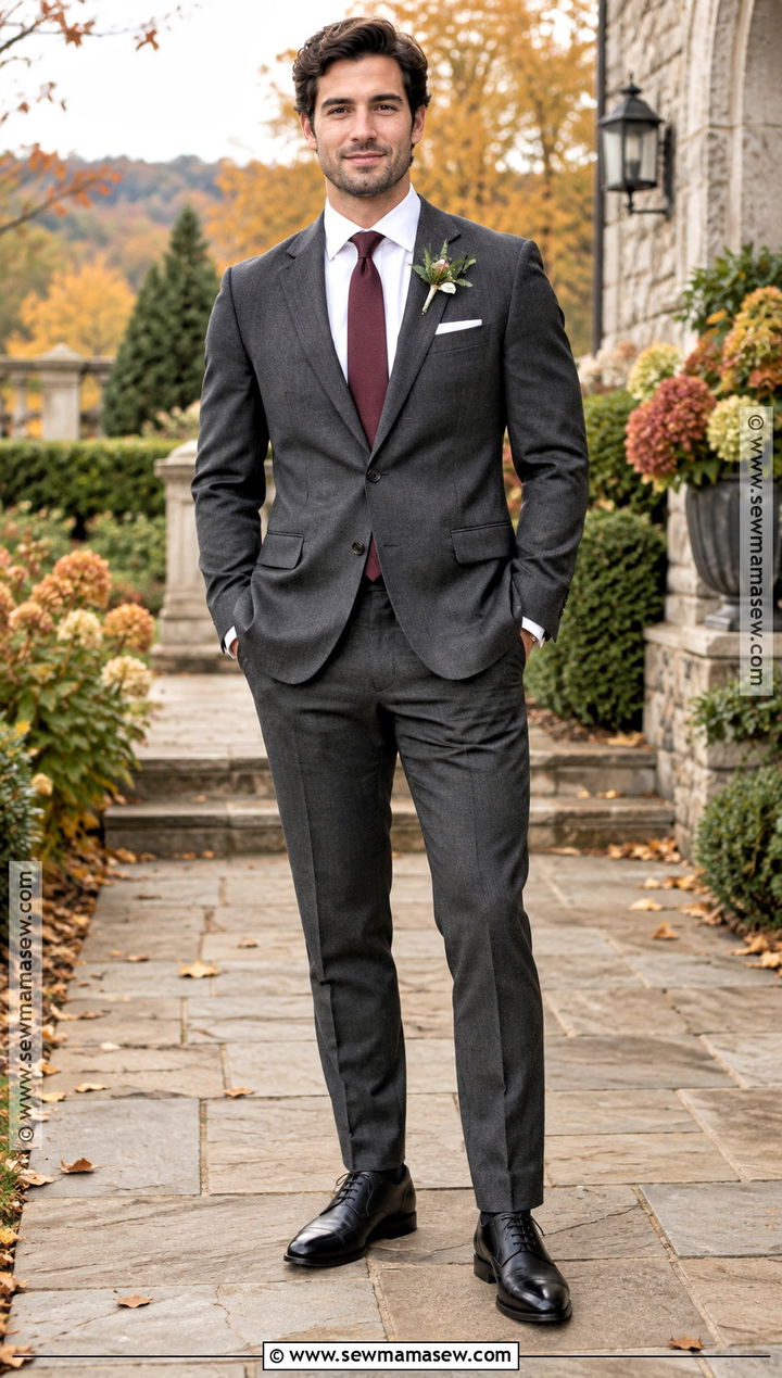 Charcoal Wool Groomsmen Suit - 15 autumn groomsmen attire ideas