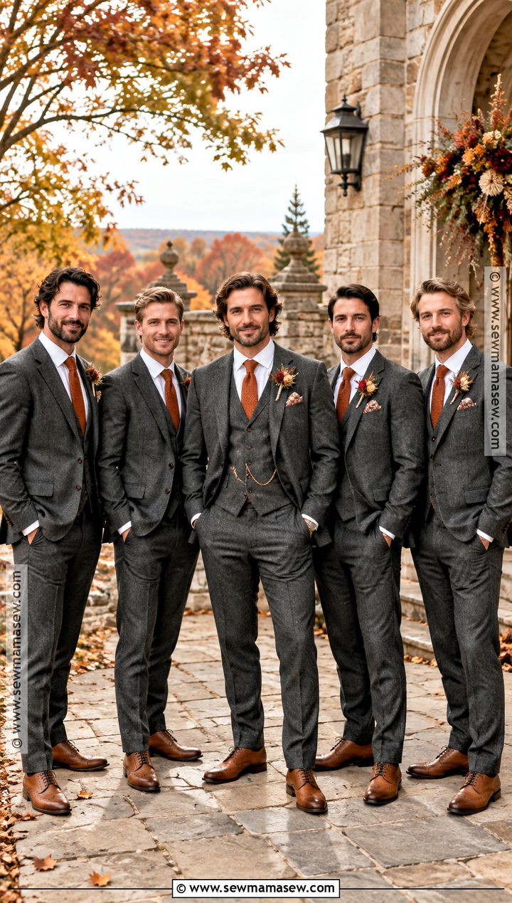 Charcoal Wool Suit Boho Fall Groomsmen Attire - 15 boho fall groomsmen attire ideas