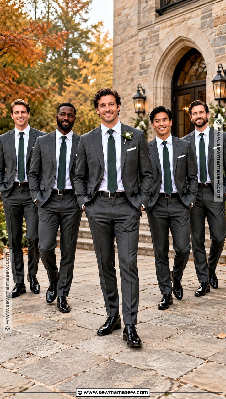 Charcoal Wool Suit Groomsmen Attire - 25 fall wedding groomsmen attire ideas