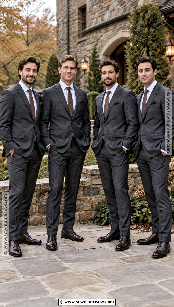 Charcoal Wool Suit With Leather Brogues - 20 fall groomsmen attire rustic ideas