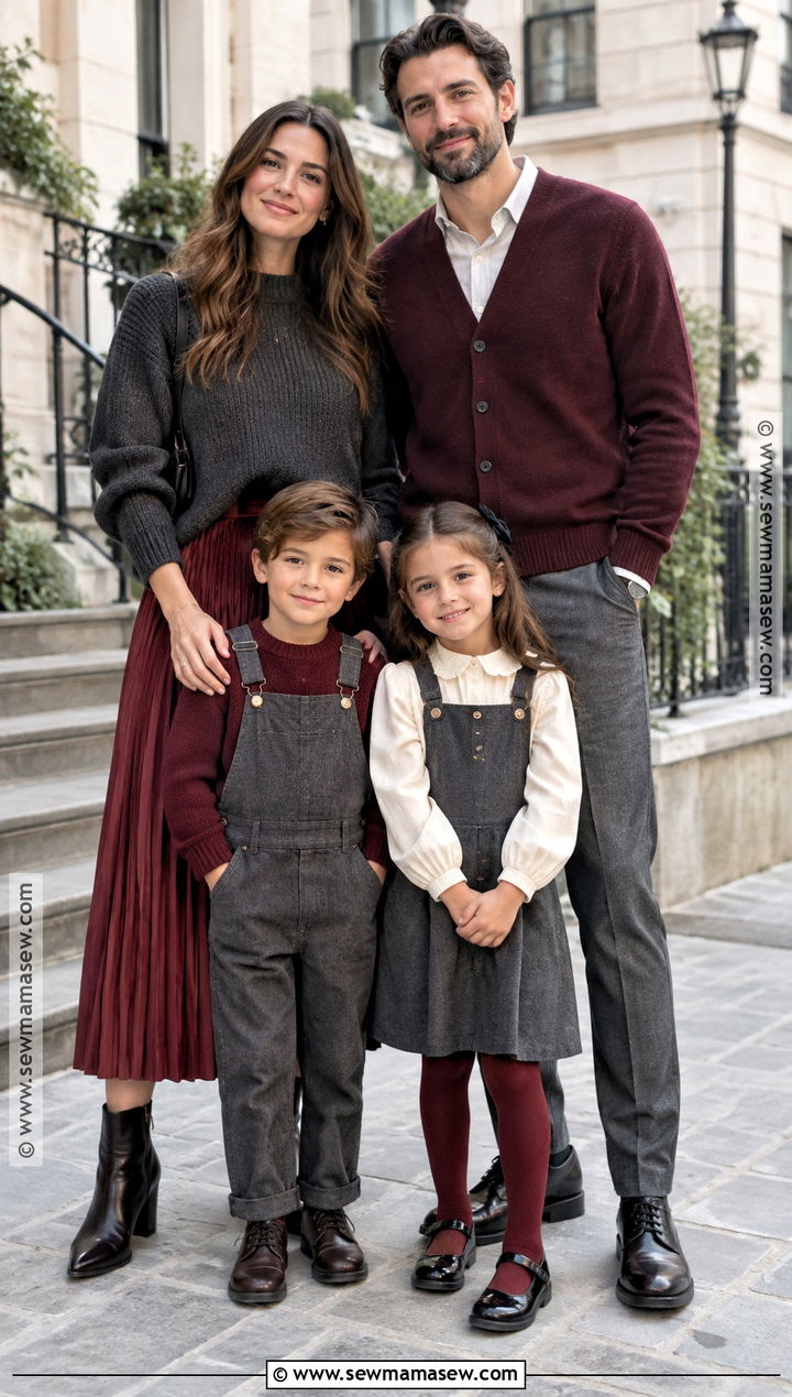 Charcoal and Burgundy Fall Family Outfits - 25 fall family outfits