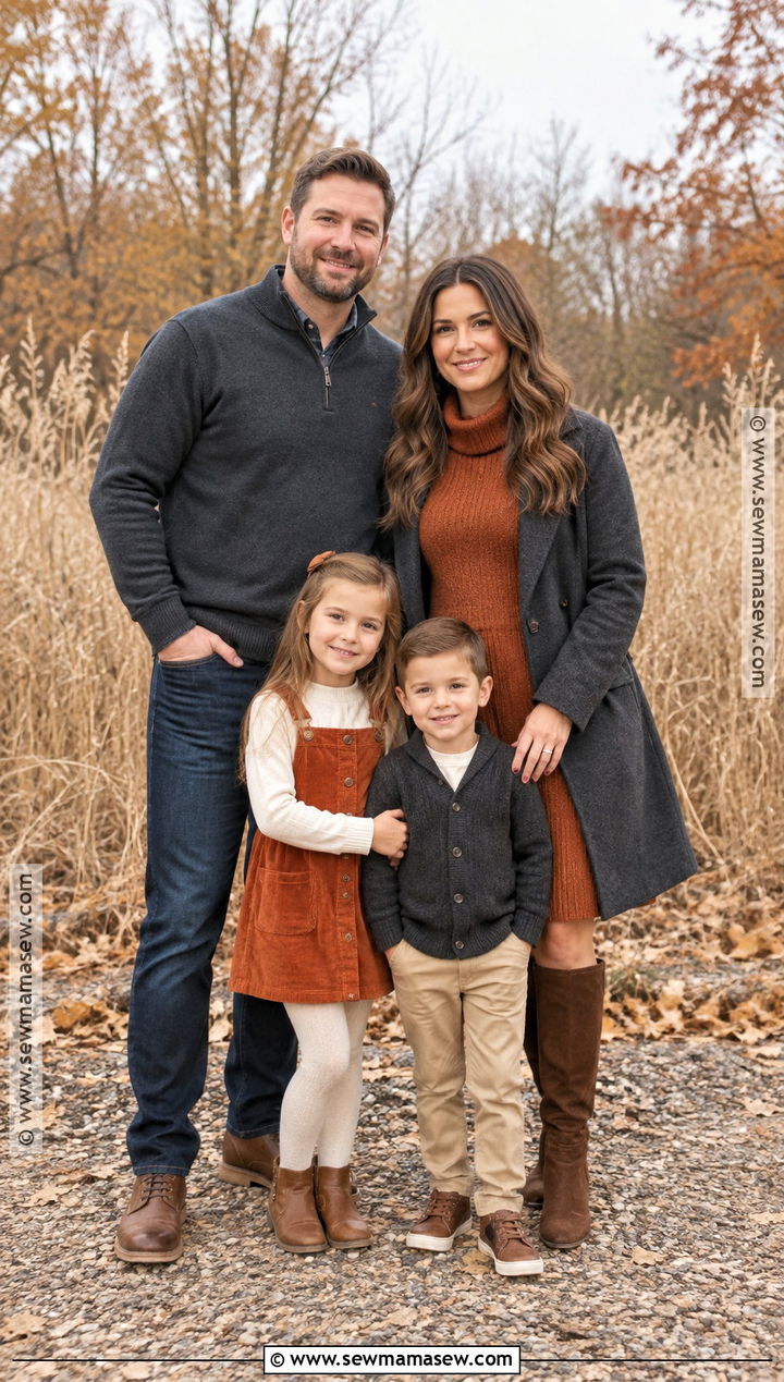 Charcoal and Burnt Orange Family Photo Outfits - 15 family photo fall outfits