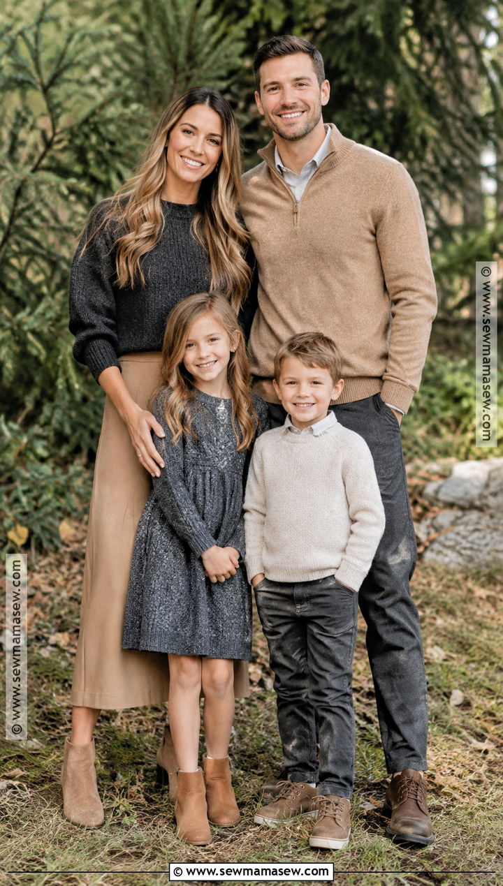 Charcoal and Camel Fall Family Photo Outfits - 20 Neutral Fall Family Photo Outfits