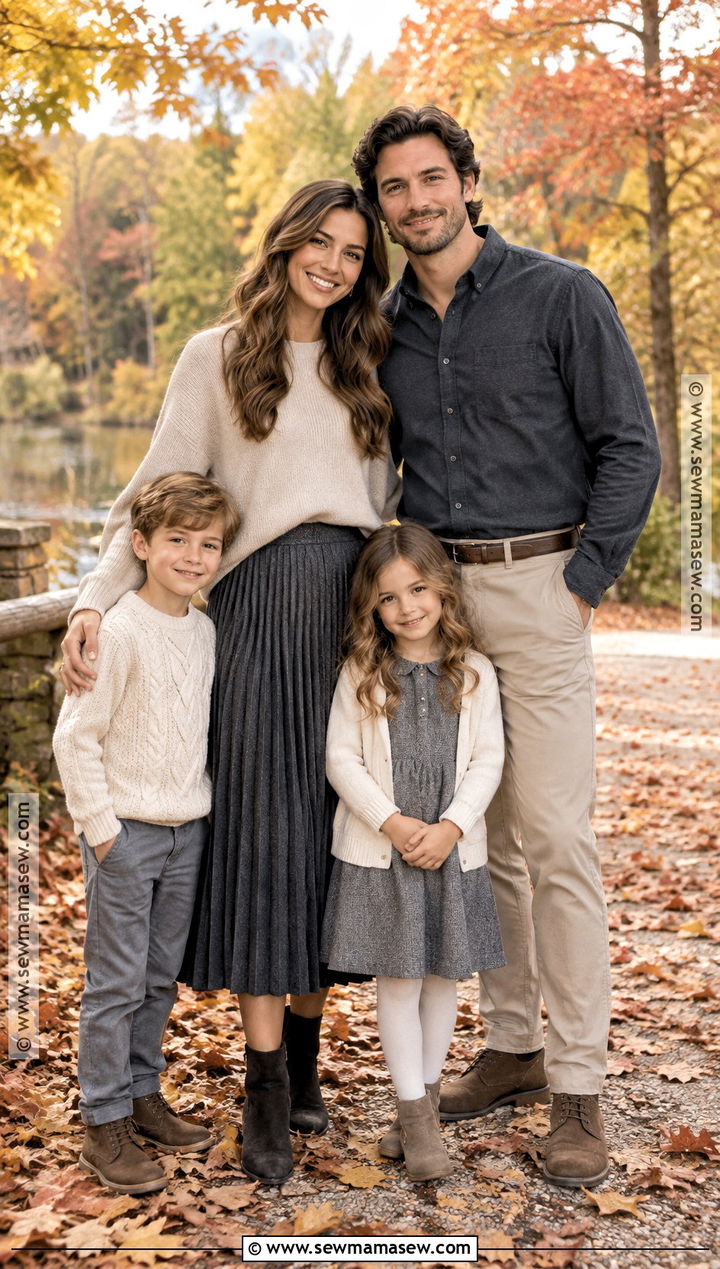 Charcoal and Oatmeal Fall Family Picture Outfits - 20 family of 4 fall picture outfits