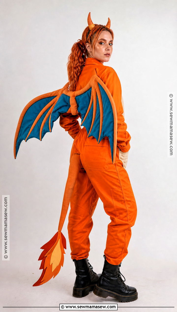 Charizard Costume With Orange Jumpsuit - 30 Pokemon Costumes for Women