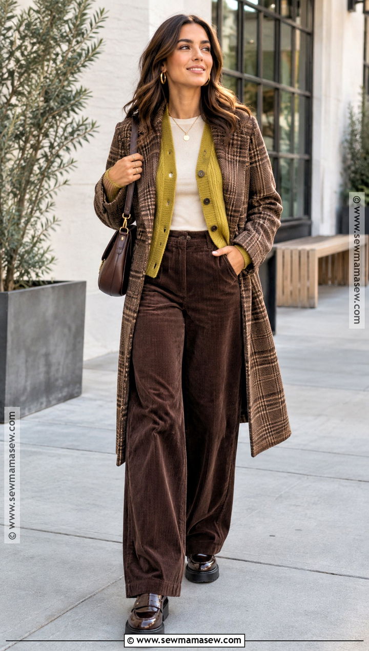 Chartreuse And Dark Brown Fall Outfit - 15 Fall Color Palette Clothes Fashion