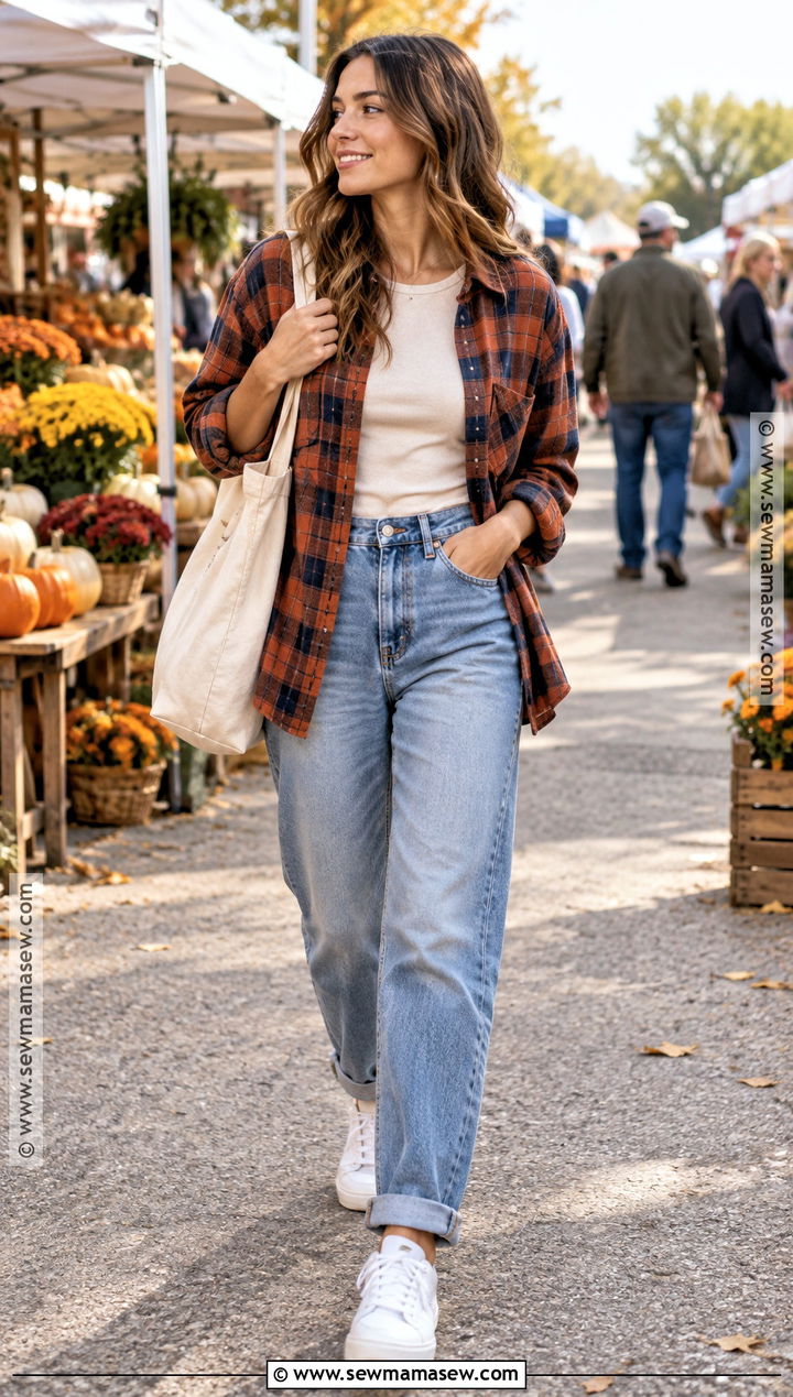 Cheap Fall Flannel Shirt and Jeans Outfit - 15 cheap fall clothes for women