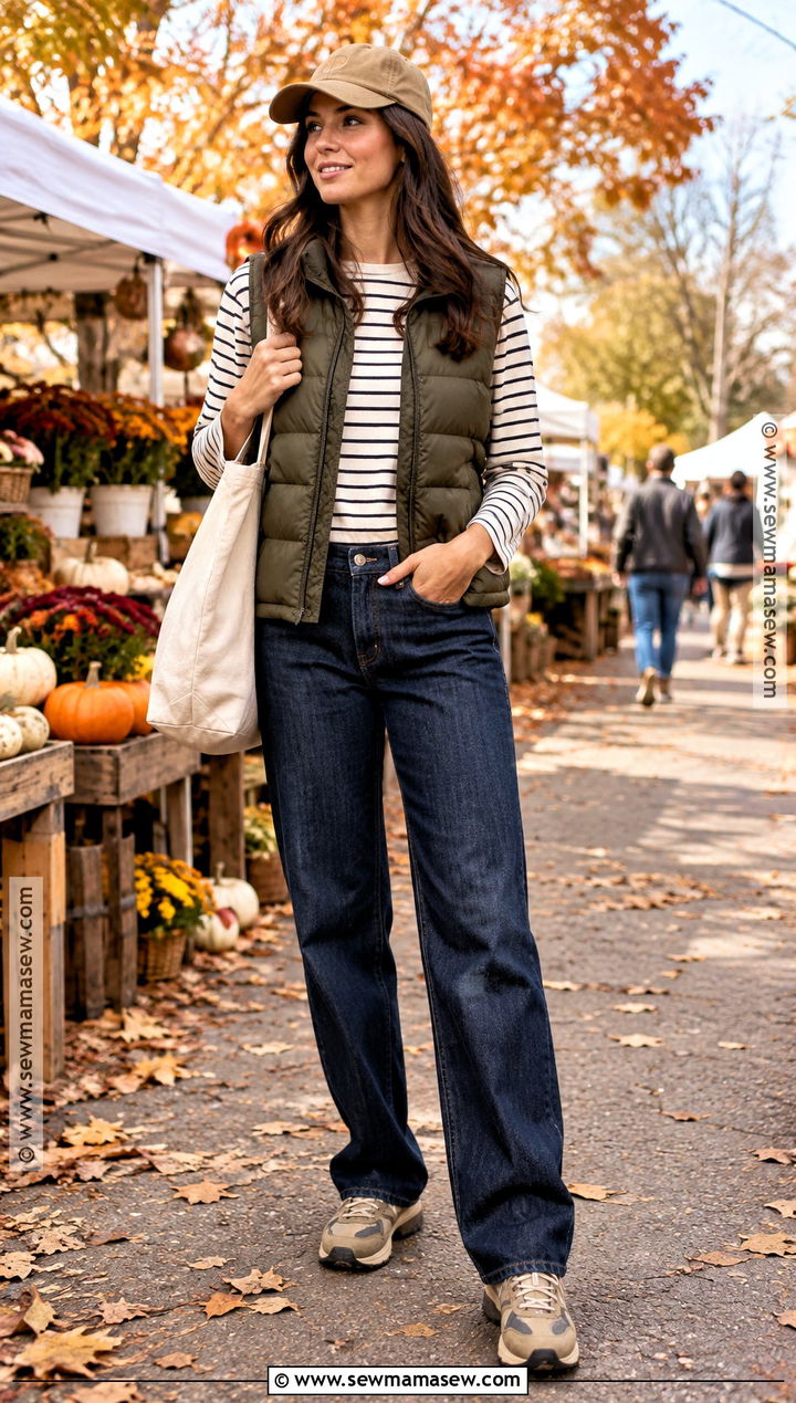 Cheap Fall Puffer Vest and Long Sleeve Top Outfit - 15 cheap fall clothes for women