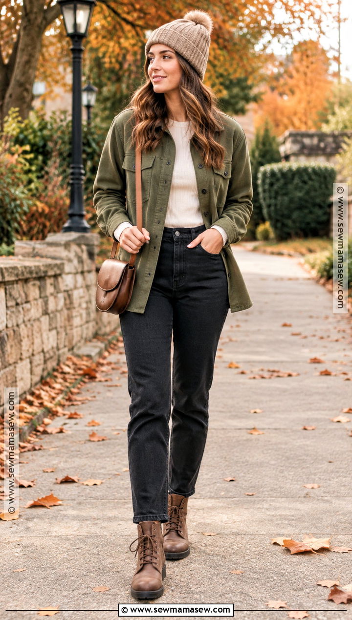 Cheap Fall Shacket and Black Jeans Outfit - 15 cheap fall clothes for women