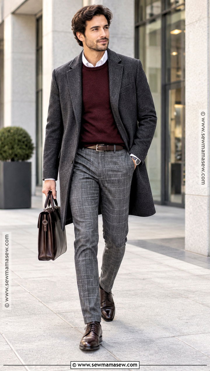 Checked Pants With Crewneck Sweater - 15 Autumn Pants for Men