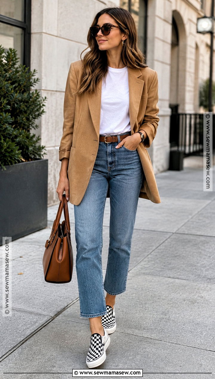 Checkered Vans With Cropped Jeans And Blazer - 15 checkered vans outfit fall ideas