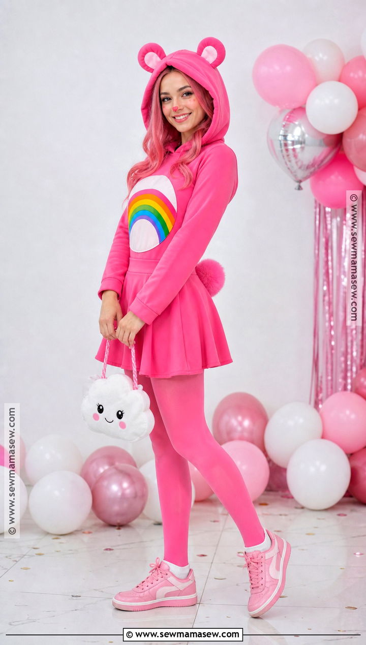 Cheer Bear Costume With Pink Hoodie And Skirt - 30 Carebear Costume Ideas for Women
