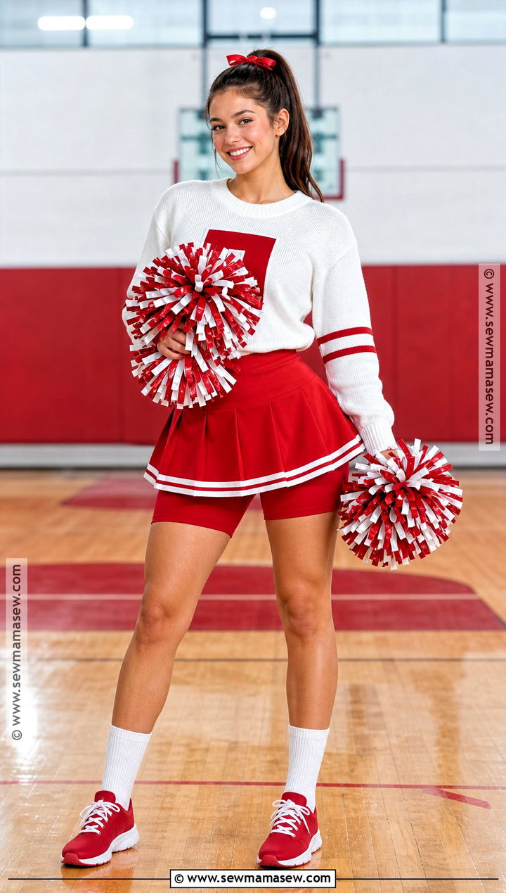 Cheerleader Costume With Red Pleated Skirt - 30 Red Skirt Halloween Costume Ideas