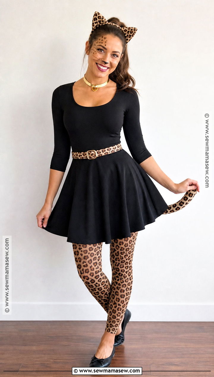 Cheetah Cat Costume With Black Dress - 30 cheetah print halloween costume ideas