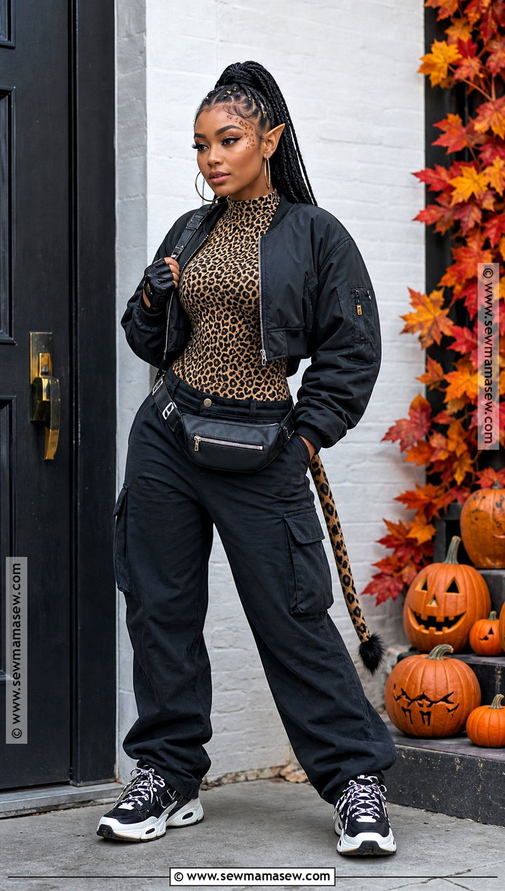 Cheetah Crop Top And Cargo Pants Halloween Outfit - 30 cheetah outfit halloween ideas