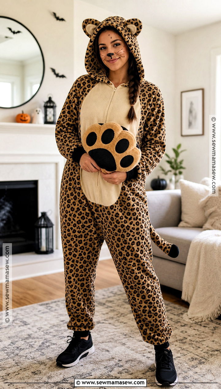 Cheetah Pajama Costume With Matching Onesie - 30 cheetah print halloween costume ideas