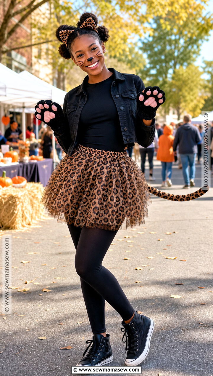 Cheetah Tutu And Black Top Halloween Outfit - 30 cheetah outfit halloween ideas