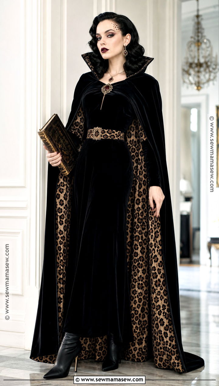 Cheetah Vampire Costume With Velvet Cape - 30 cheetah print halloween costume ideas