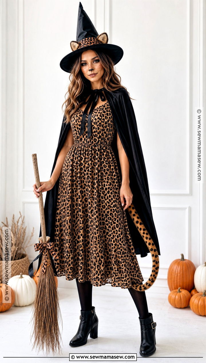 Cheetah Witch Costume With Pointed Hat - 50 cheetah costume ideas