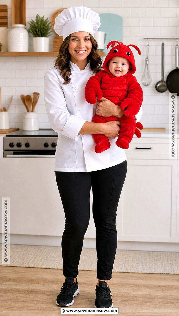 Chef And Baby Lobster Costume - 30 mom and baby costumes