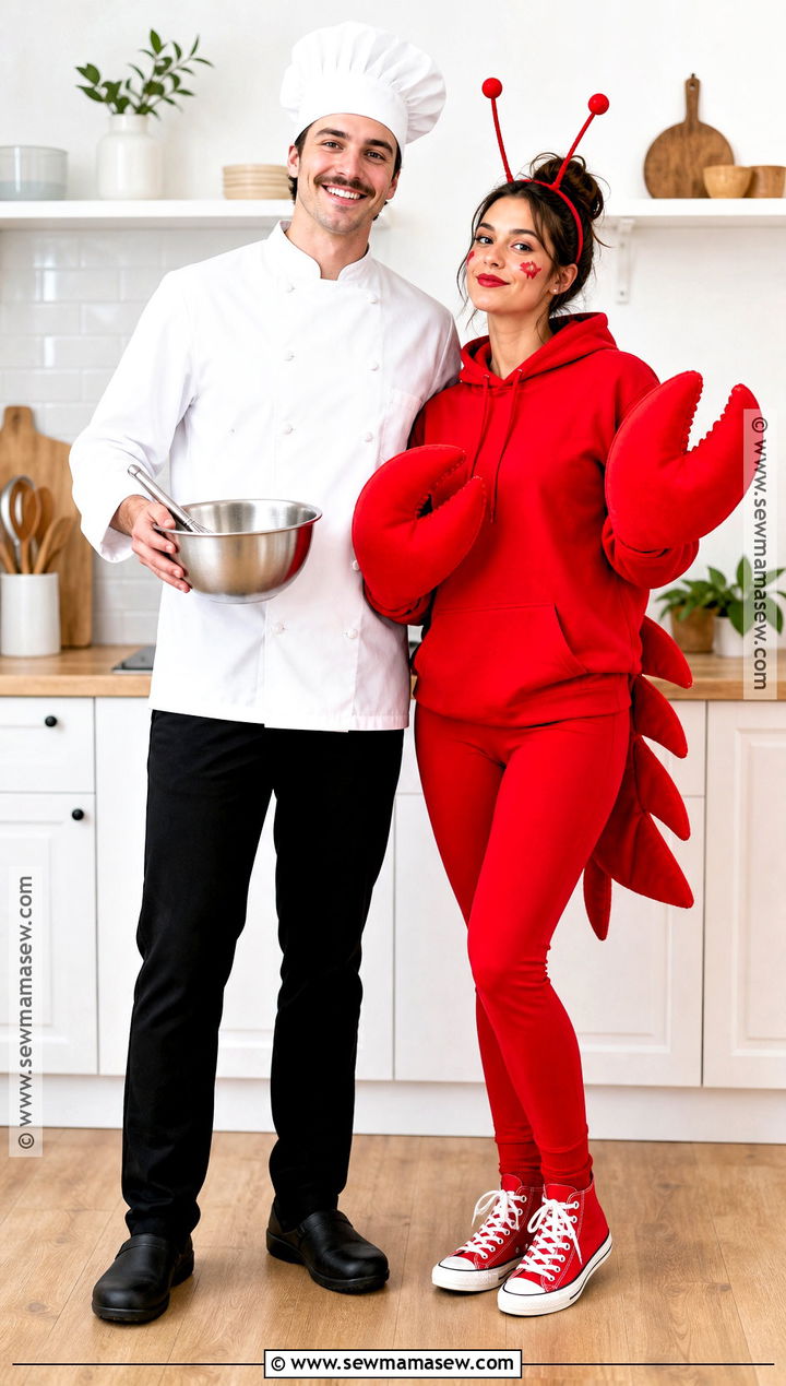 Chef And Lobster Couples Costume - 40 Simple Couples Halloween Costume Ideas