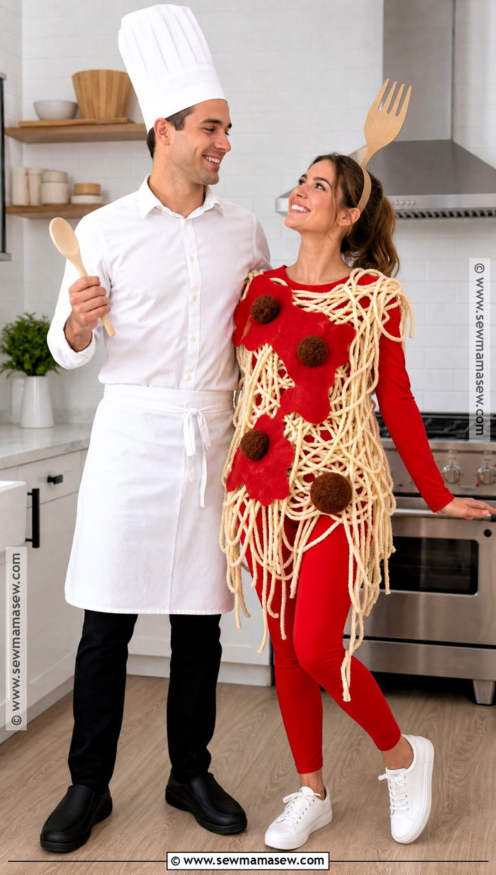 Chef And Spaghetti Costume - 40 last minute couples costumes