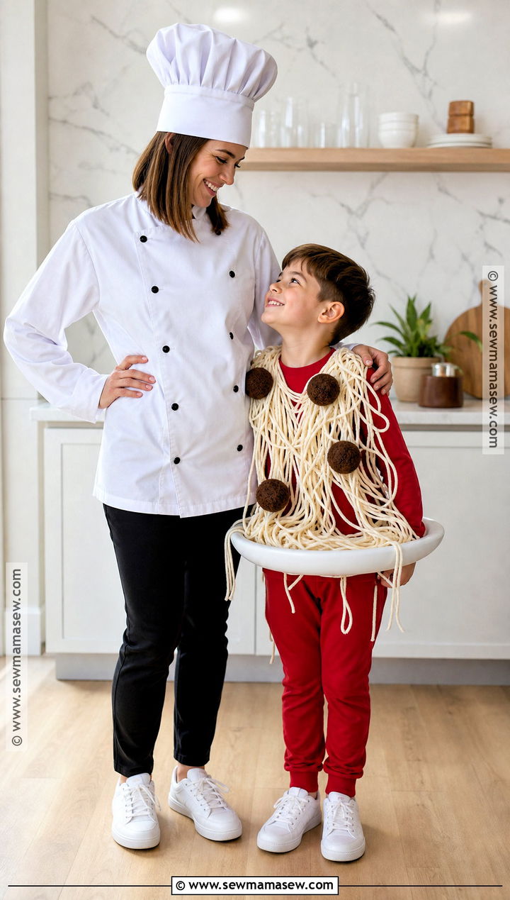 Chef And Spaghetti Costume - 30 mom and son costume ideas