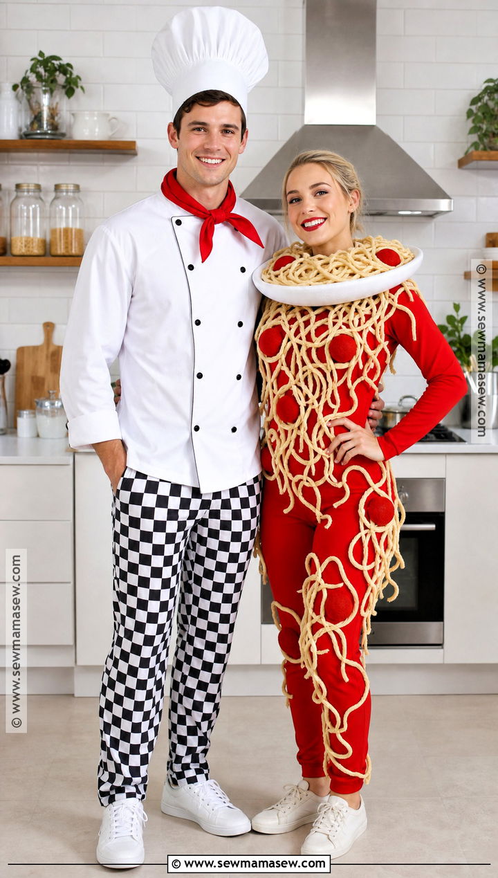 Chef And Spaghetti Couple Costume - 50 couples costume ideas