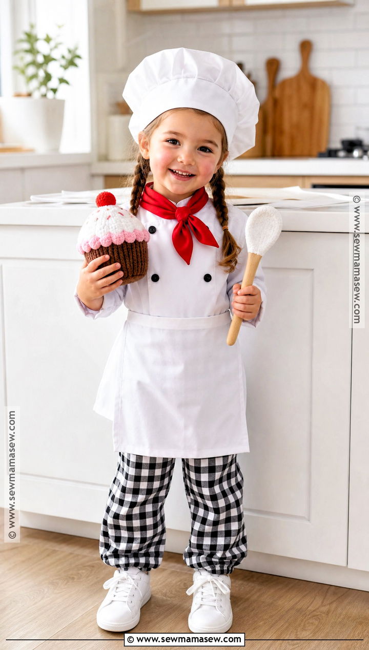 Chef Costume With Checkered Pants - 30 toddler girl costume ideas