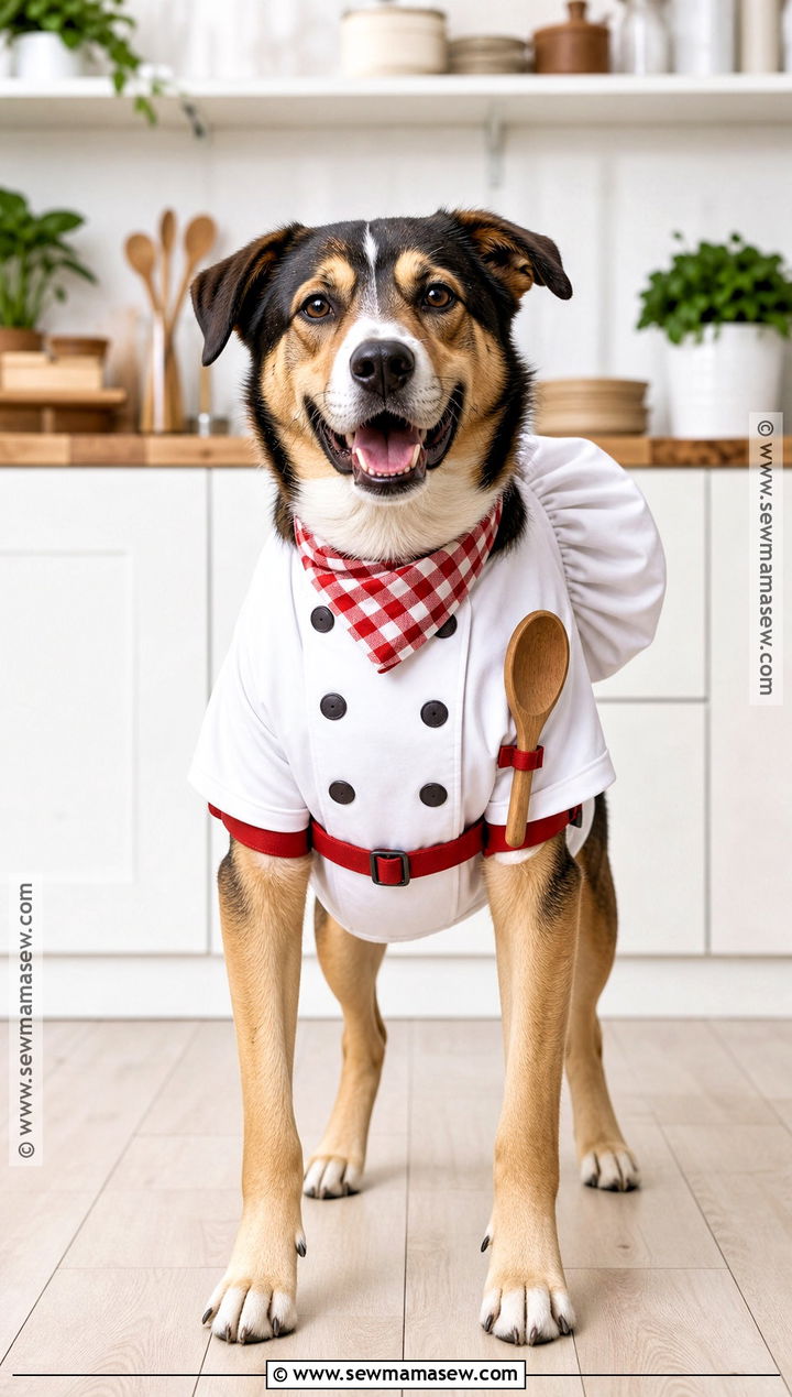 Chef Dog Costume With White Jacket - 35 dog costume ideas