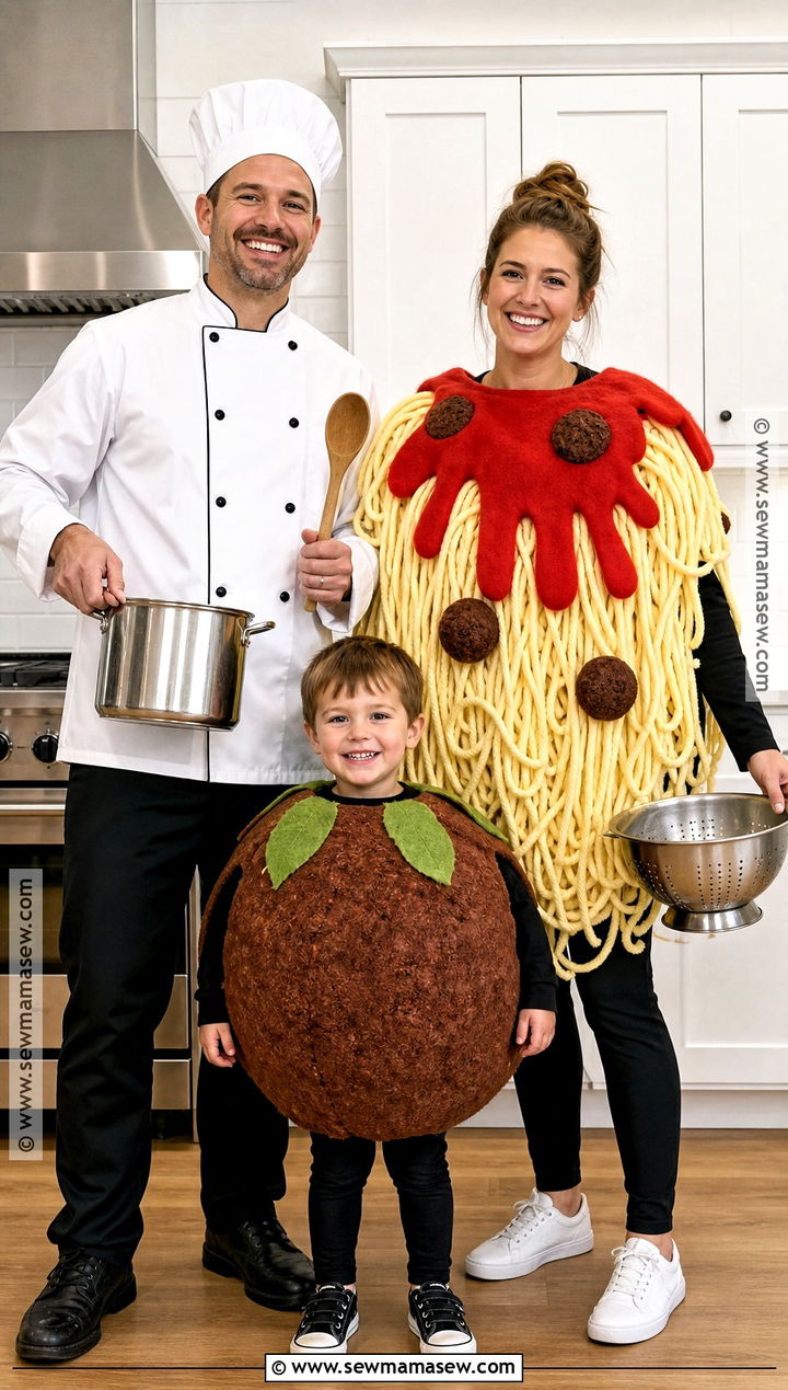 Chef Spaghetti And Meatball Costume - 30 family costumes for 3