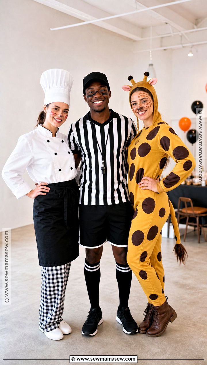 Chef Sports Ref And Giraffe Costume - 35 rhyme without reason costume 3 people ideas