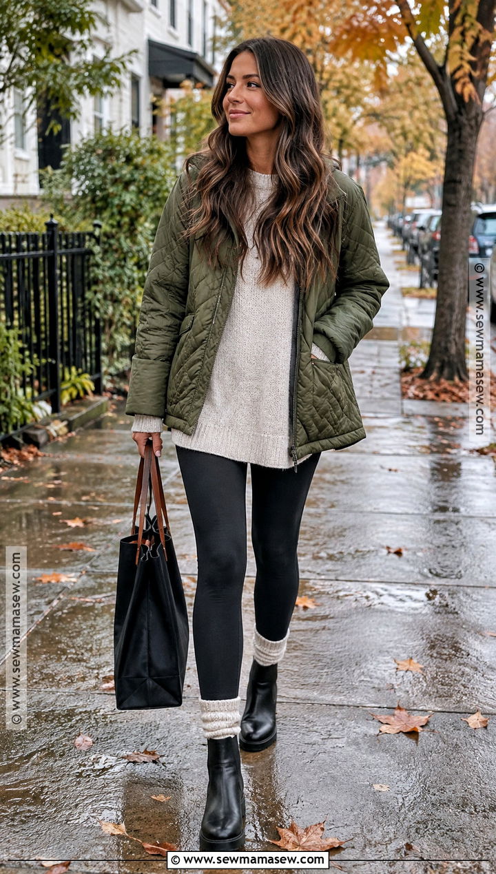 Chelsea Ankle Rain Boots With Black Leggings - 15 ankle rain boots outfit fall