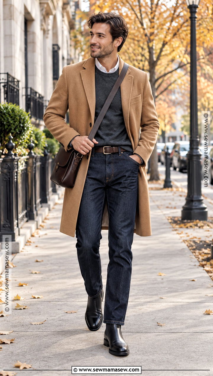 Chelsea Boots With Dark Jeans and Wool Coat - 15 fall shoes 2026 for men