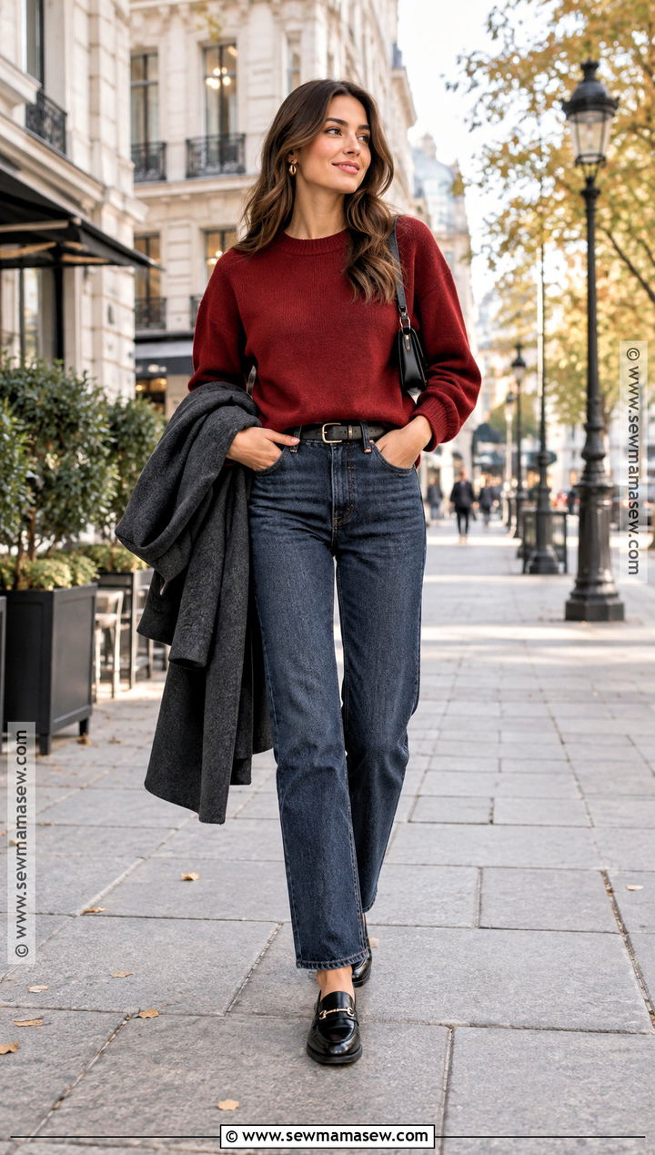 Cherry Red Sweater Outfit - 15 Fall Colors 2026 Fashion Ideas