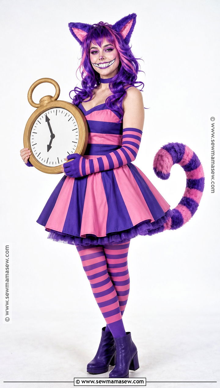 Cheshire Cat Cosplay With Striped Dress - 35 cat cosplay ideas