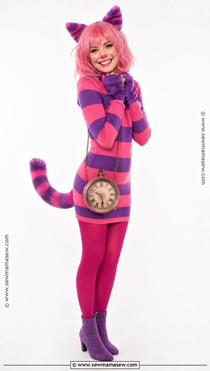 Cheshire Cat Costume With Pink Stripes - 35 pink hair halloween costume ideas